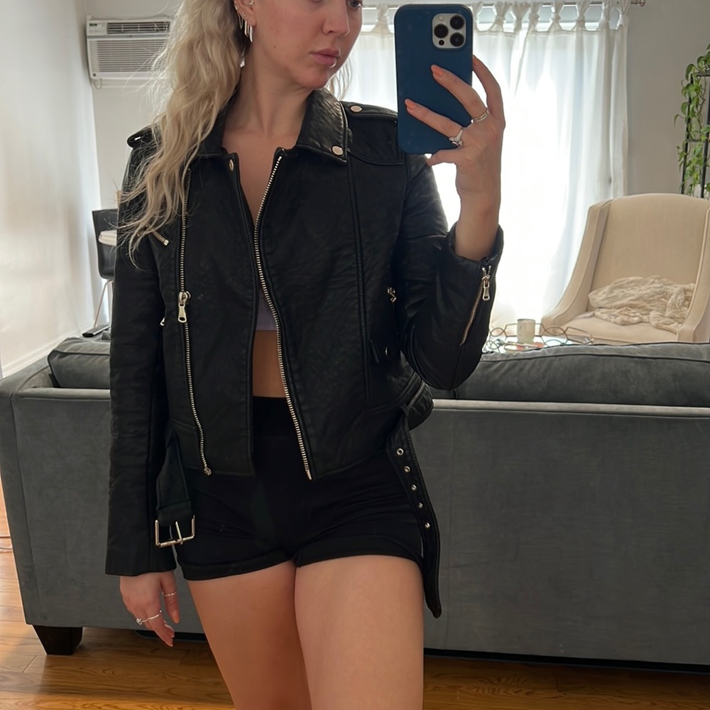 FRENCH CONNECTION - FAUX LEATHER JACKET - SIZE US 6